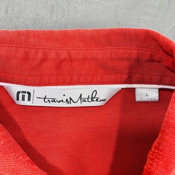 Travis Mathew Polo Shirt Men Large Pink Red Short Sleeve Pima Cotton Blend Solid - Picture 3 of 8